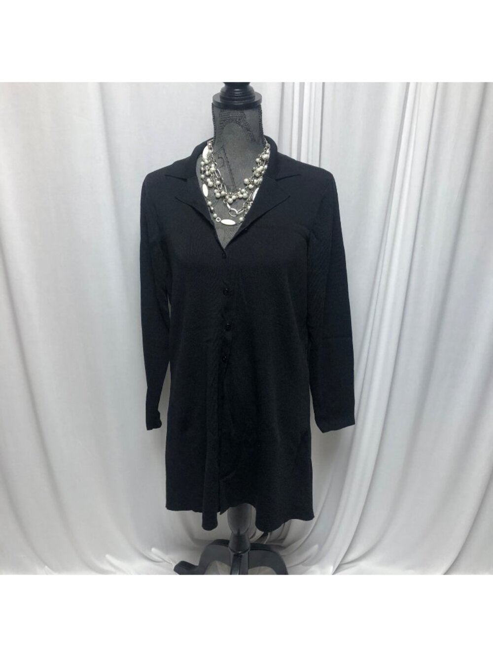 Worthington Cardigan Womens Size Medium Black Buttoned Long Sleeve Sweater